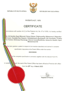 Jafar Ali Ibrahim Syed Masood patent by lexgin