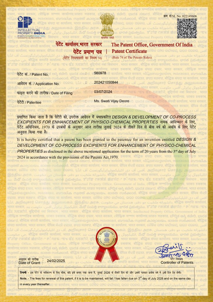 design and development of co-process excipients aimed at enhancing the physico-chemical properties of pharmaceutical formulations.